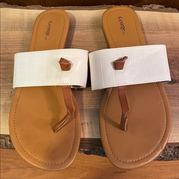 George White and Tan Sandals - Picture 2 of 6